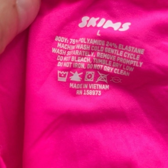 Skims Fits Everybody High Neck Bodysuit Size L in Neon Pink. - Picture 6 of 7
